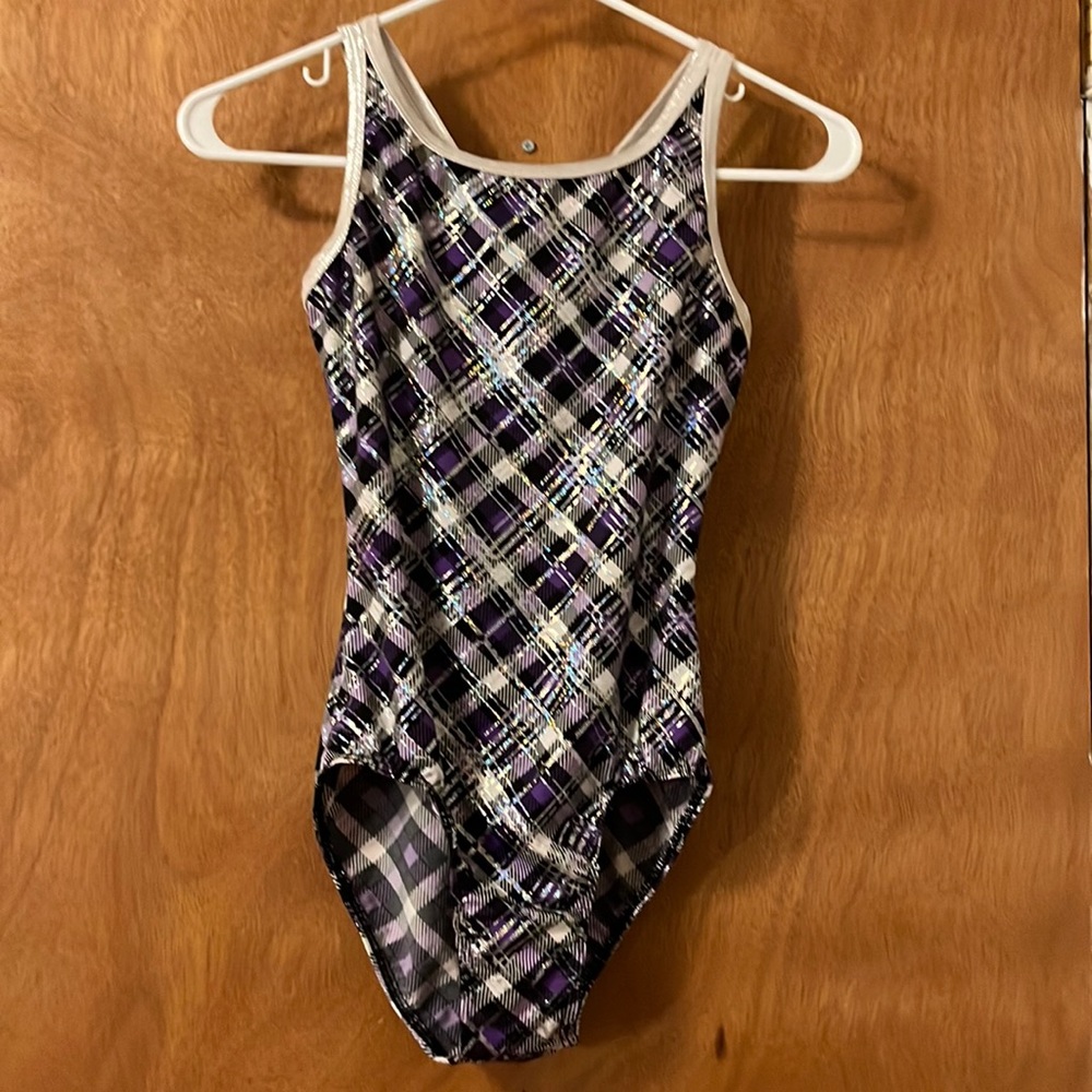 Purple flannel gymnastics leotard